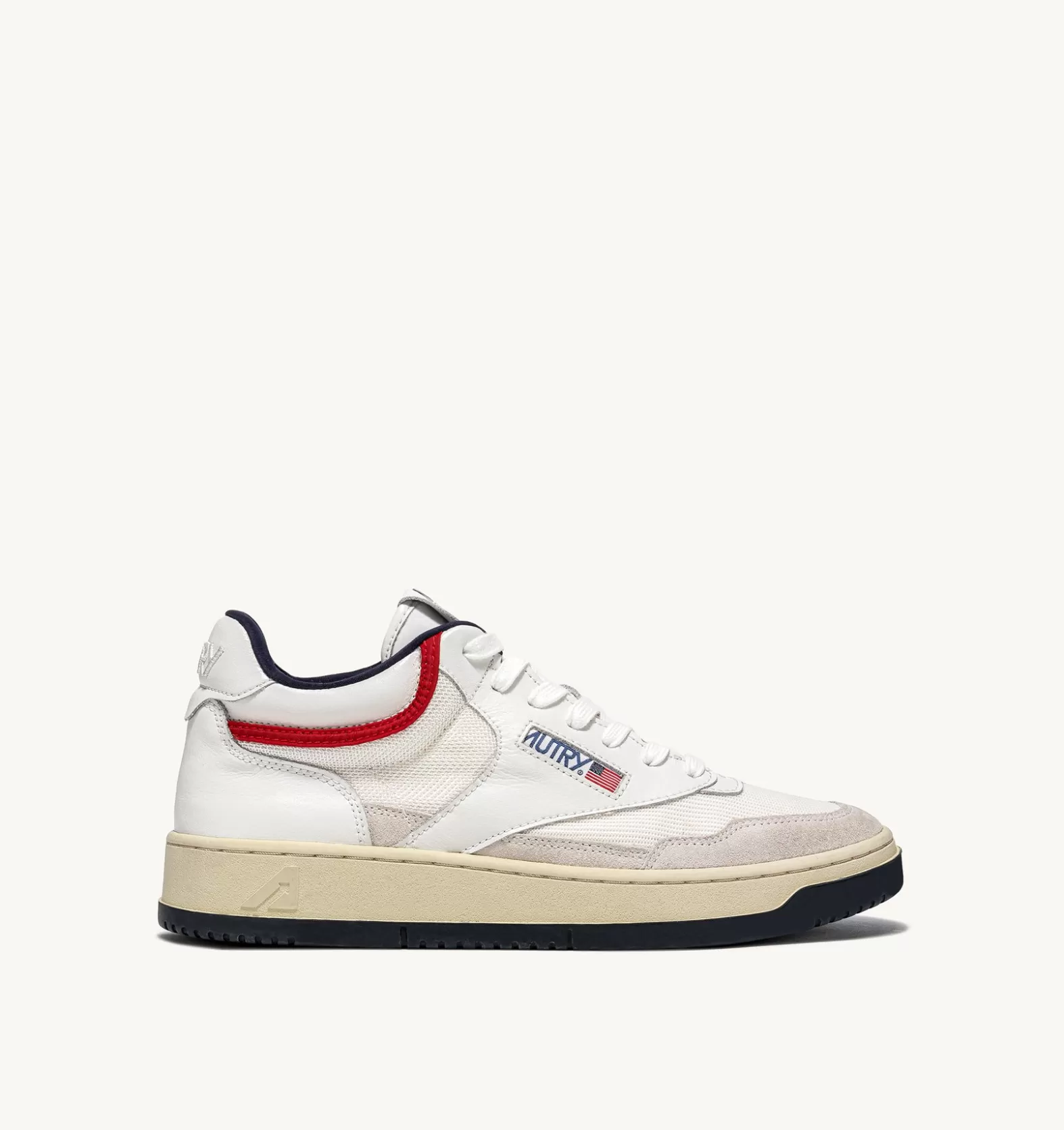 Open^AUTRY Open Mid Sneakers In Mesh And Leather Color White