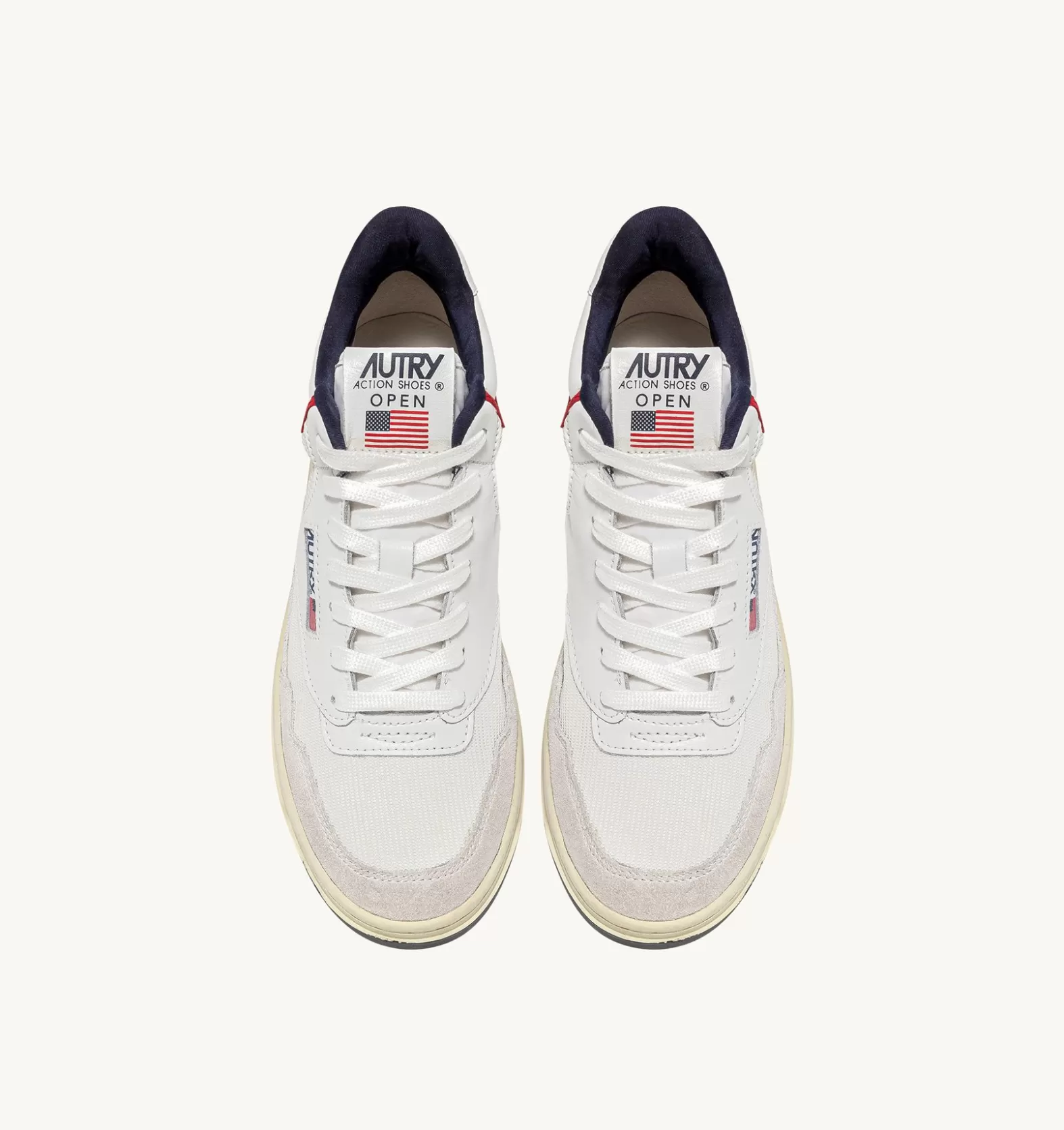 Open^AUTRY Open Mid Sneakers In Mesh And Leather Color White