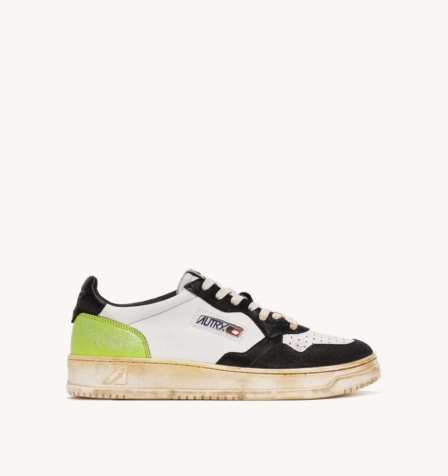 Super Vintage^AUTRY Super Vintage Low Sneaker In White, Black And Green Leather