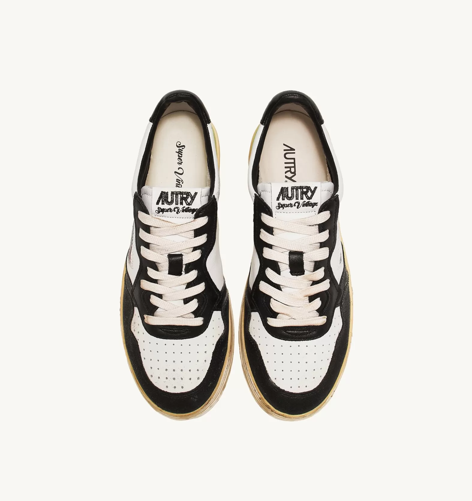 Super Vintage^AUTRY Super Vintage Low Sneaker In White, Black And Green Leather