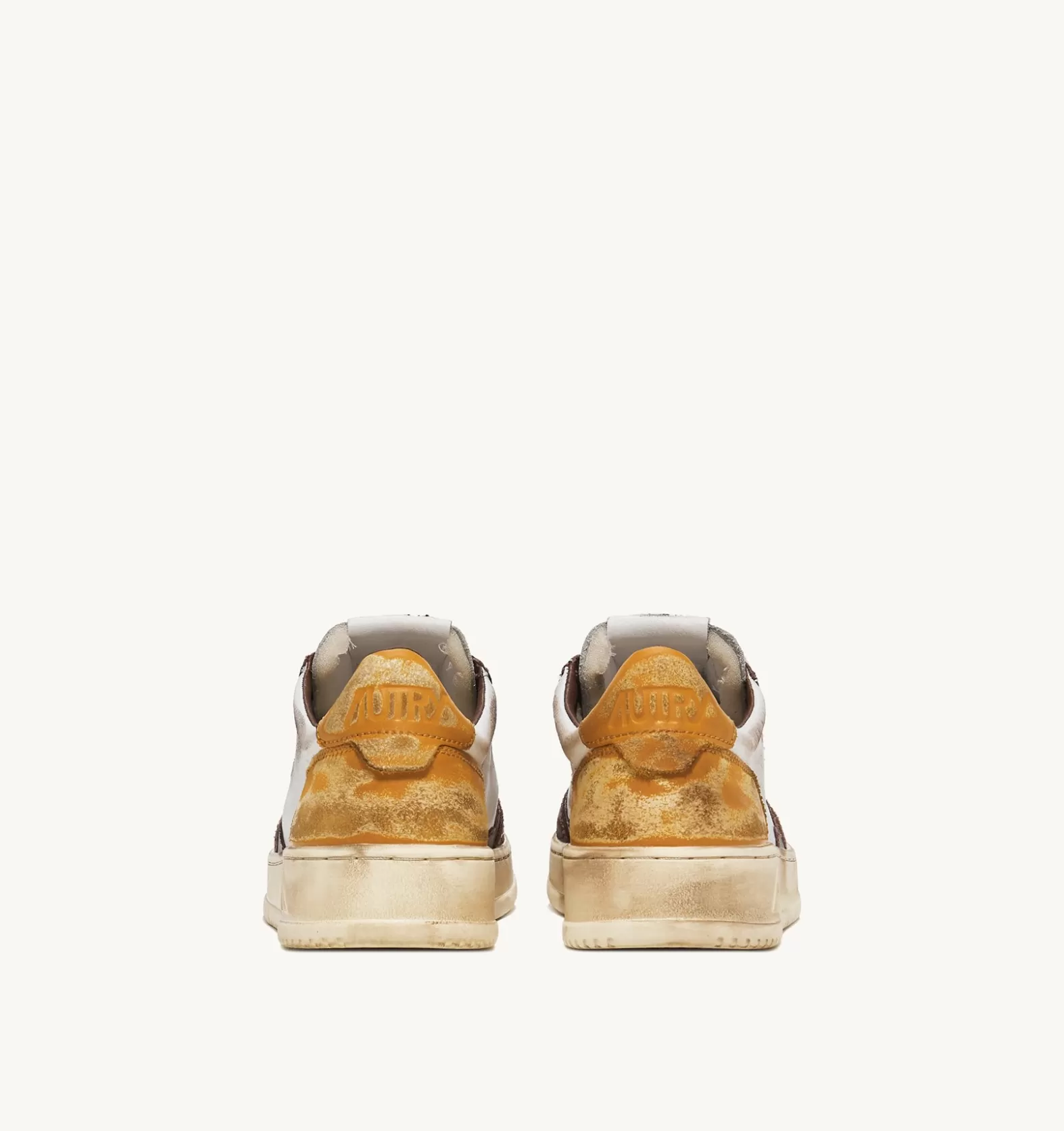 Super Vintage^AUTRY Super Vintage Low Sneaker In White, Brown And Honey Color Leather