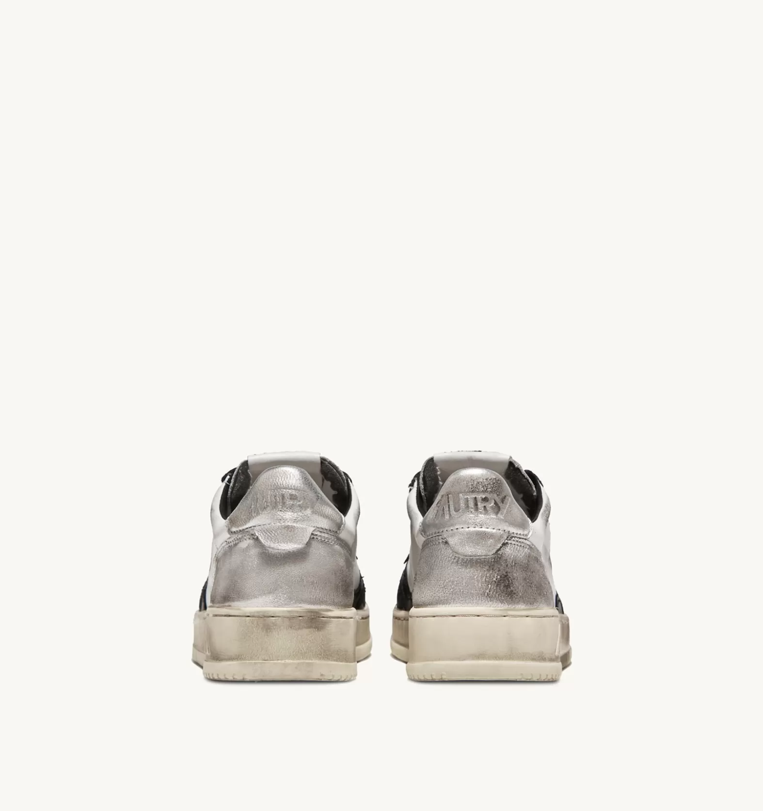 Super Vintage^AUTRY Super Vintage Low Sneakers In Leather Color White Black And Silver