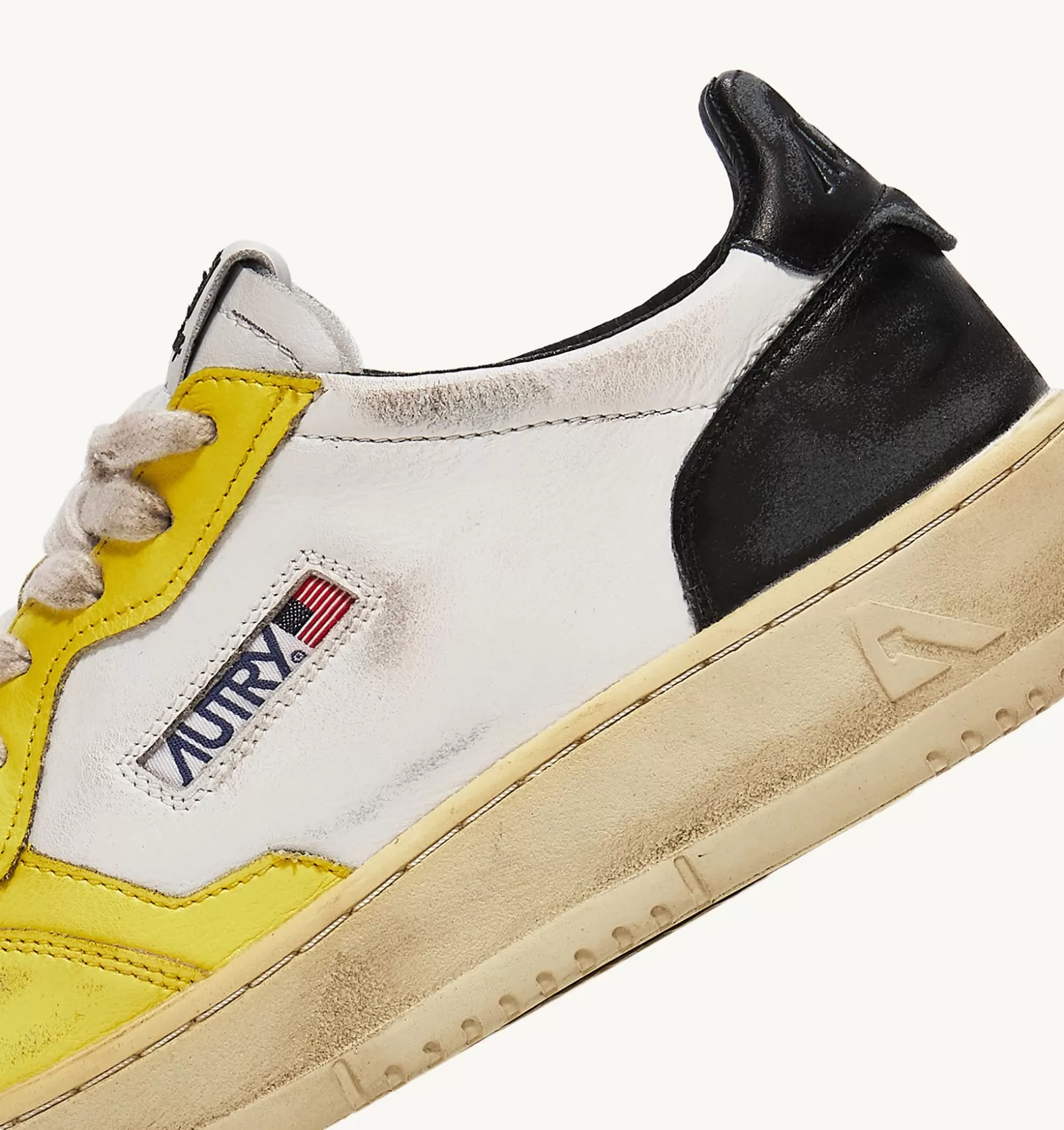 Super Vintage^AUTRY Super Vintage Low Sneakers In Leather Color White Black And Yellow