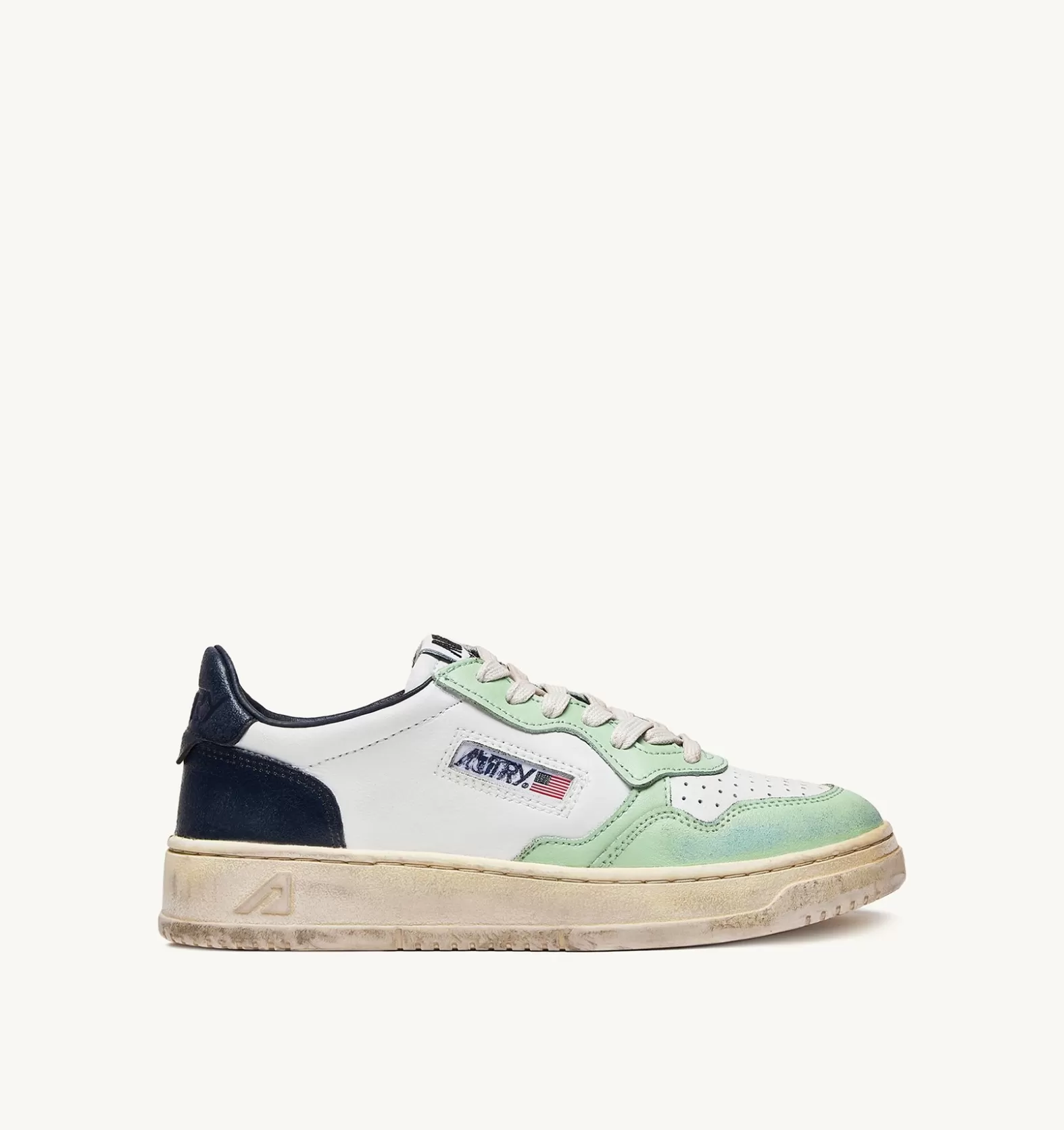 Super Vintage^AUTRY Super Vintage Low Sneakers In Leather Color White Nile And Blue