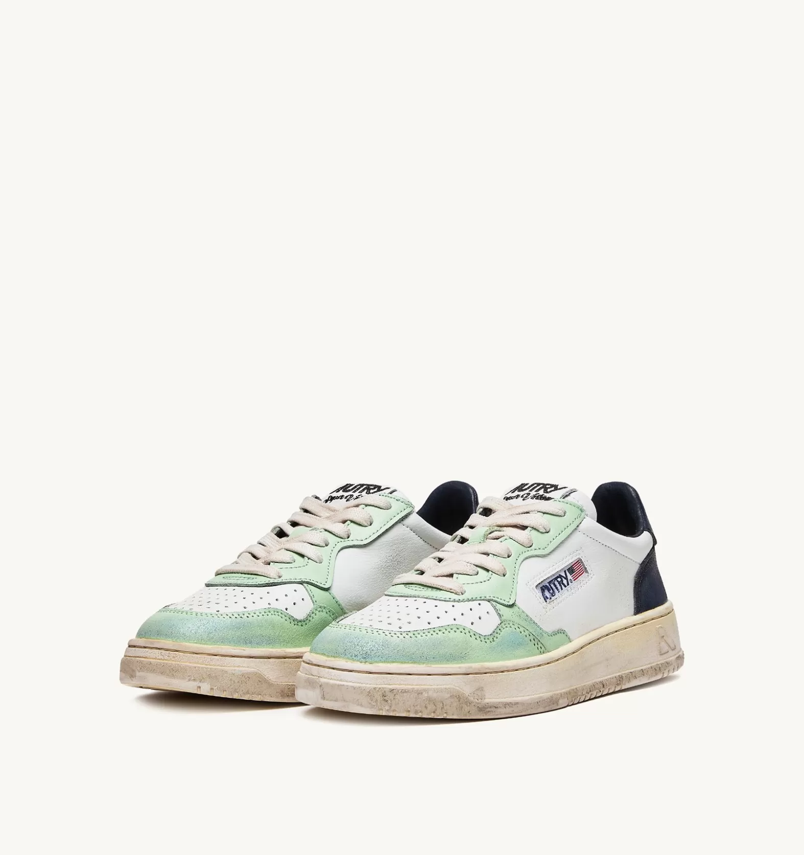 Super Vintage^AUTRY Super Vintage Low Sneakers In Leather Color White Nile And Blue