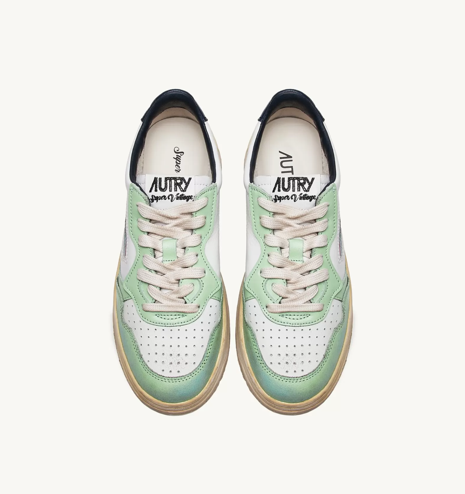Super Vintage^AUTRY Super Vintage Low Sneakers In Leather Color White Nile And Blue
