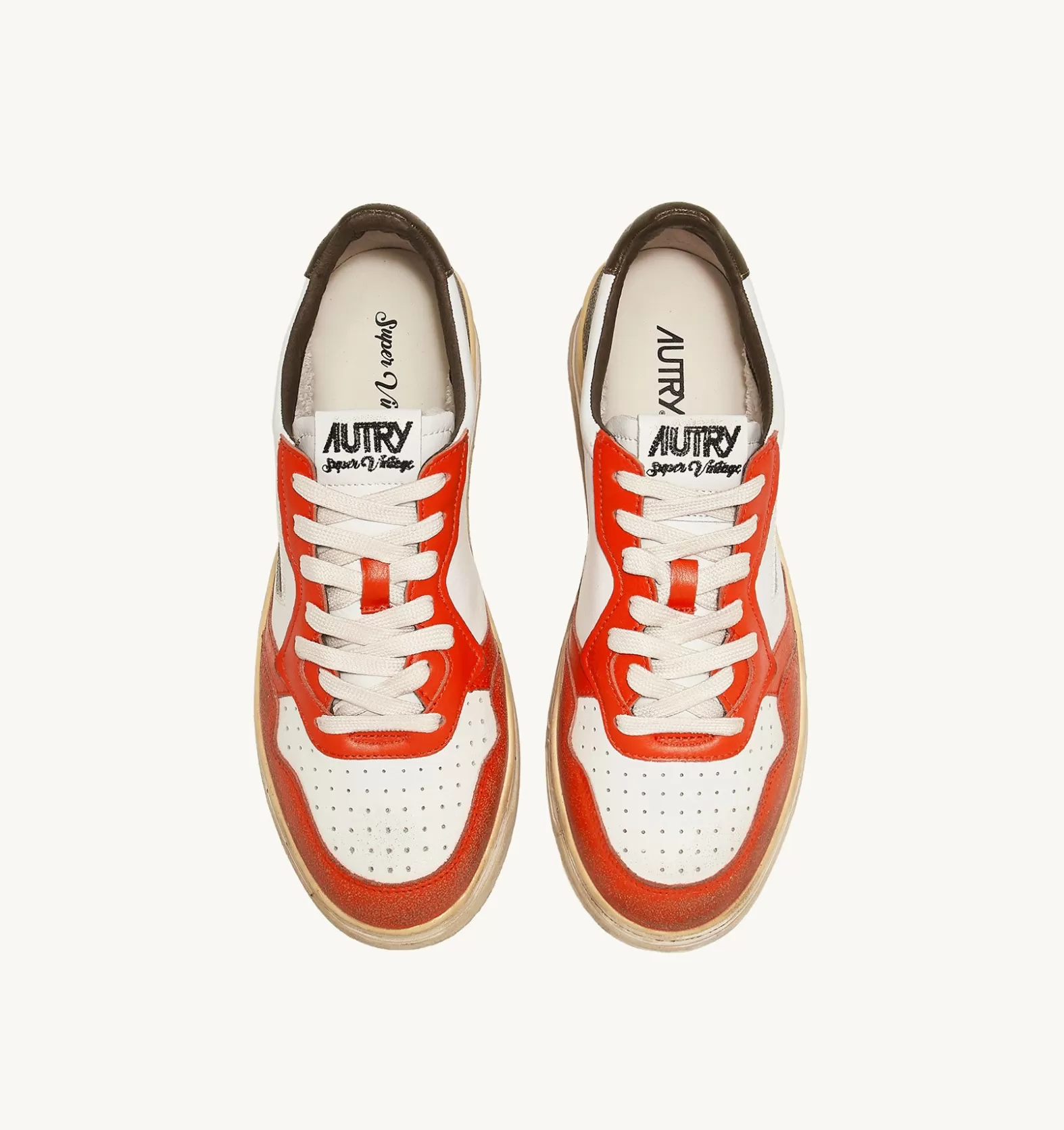 Super Vintage^AUTRY Super Vintage Low Sneakers In Leather Color White Orange And Military Tone