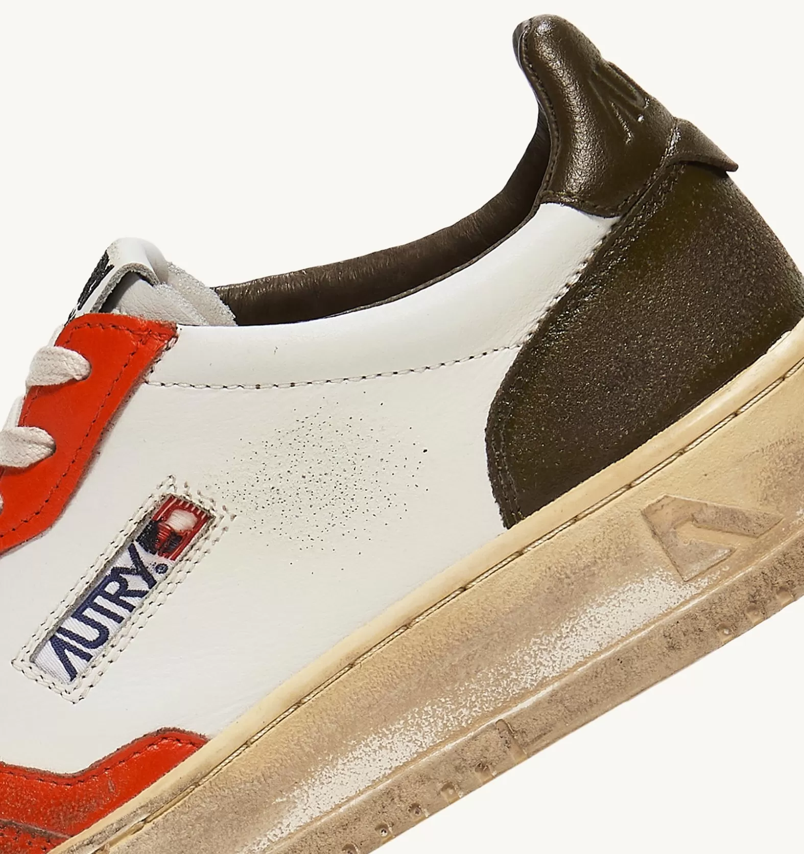 Super Vintage^AUTRY Super Vintage Low Sneakers In Leather Color White Orange And Military Tone