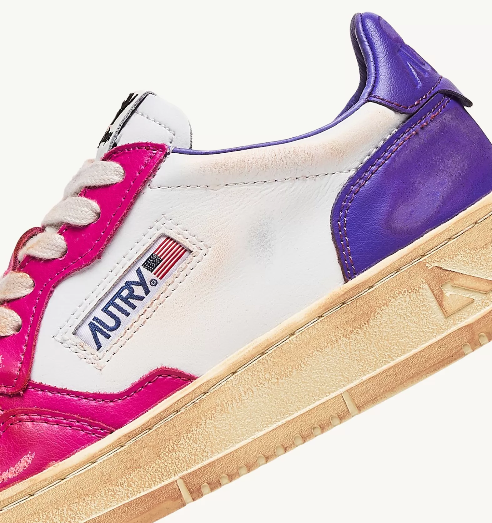 Super Vintage^AUTRY Super Vintage Low Sneakers In Leather Color White Violet And Pink