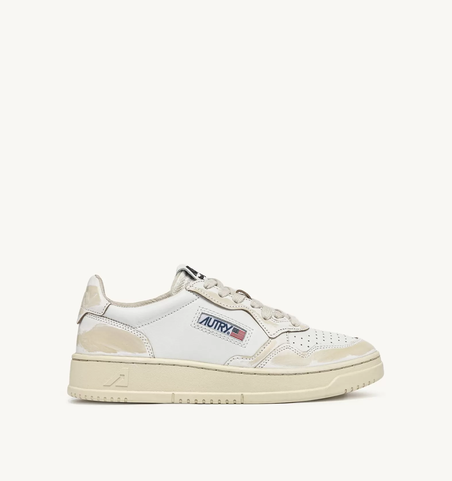 Super Vintage^AUTRY Super Vintage Low Sneakers In Removable Effect Leather Color White And Ivory