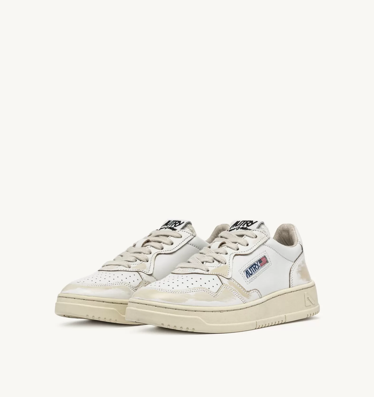 Super Vintage^AUTRY Super Vintage Low Sneakers In Removable Effect Leather Color White And Ivory