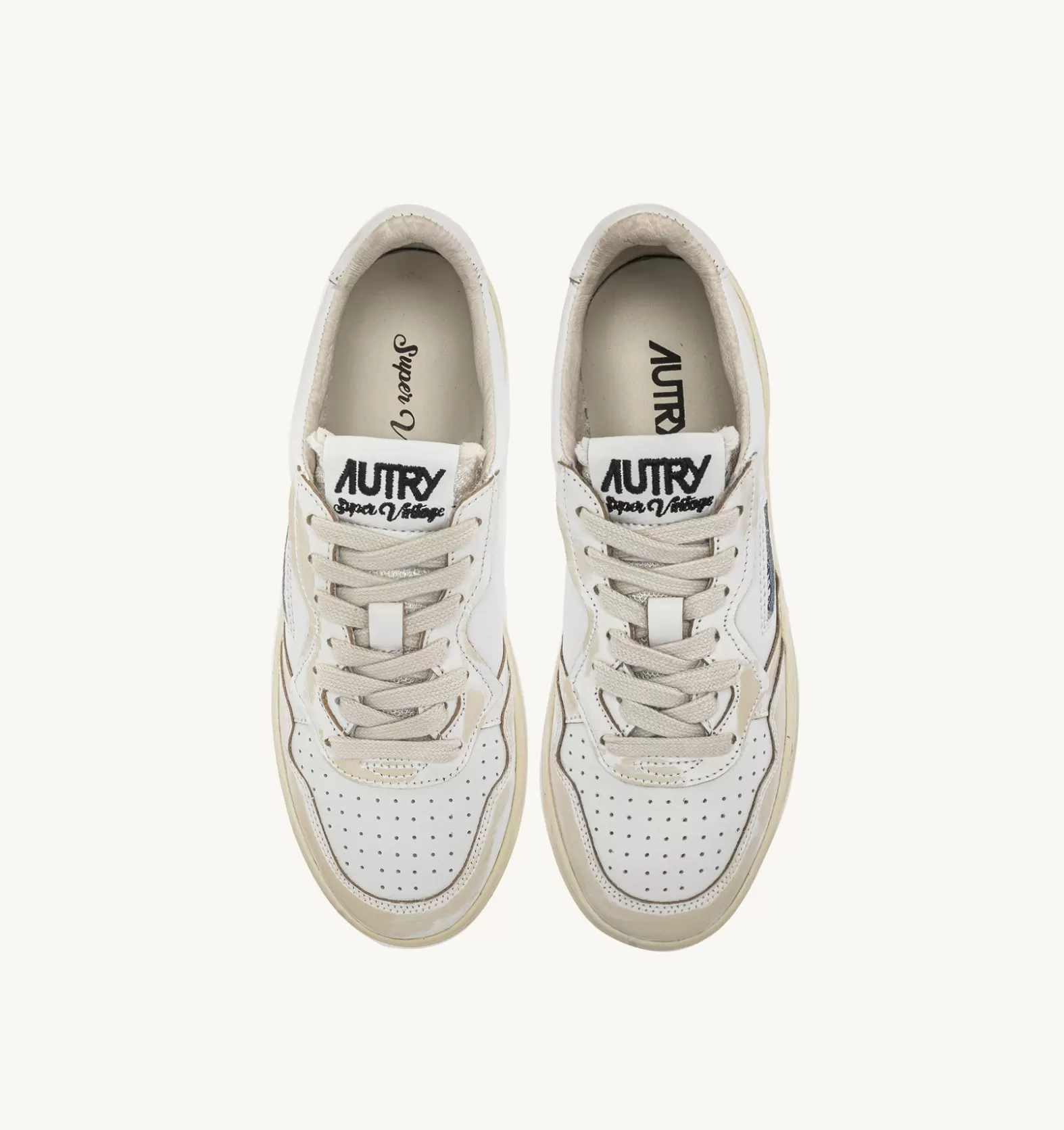 Super Vintage^AUTRY Super Vintage Low Sneakers In Removable Effect Leather Color White And Ivory