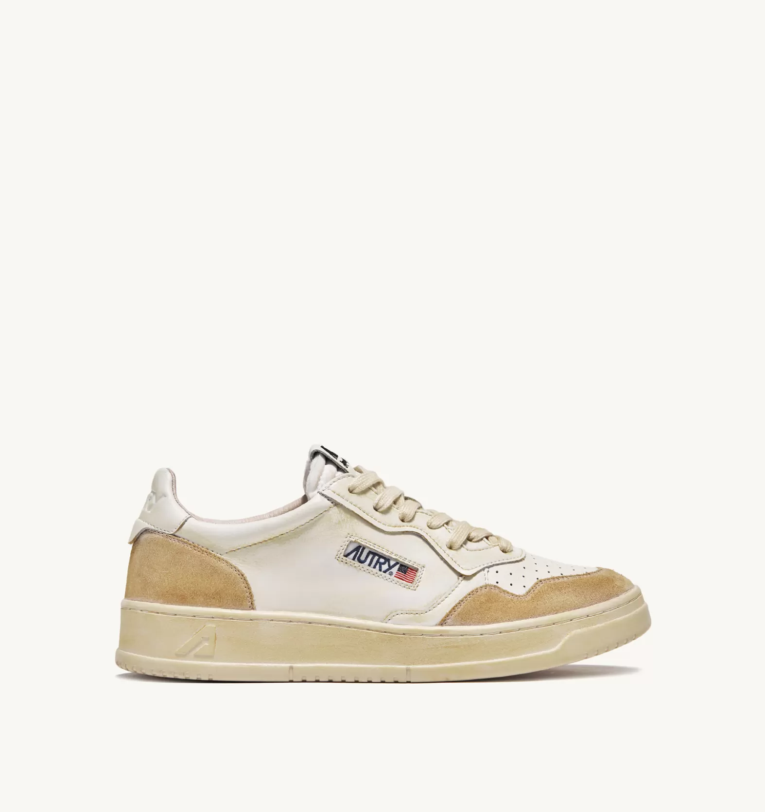 Super Vintage^AUTRY Super Vintage Low Sneakers In Yellowing Effect Leather Color White