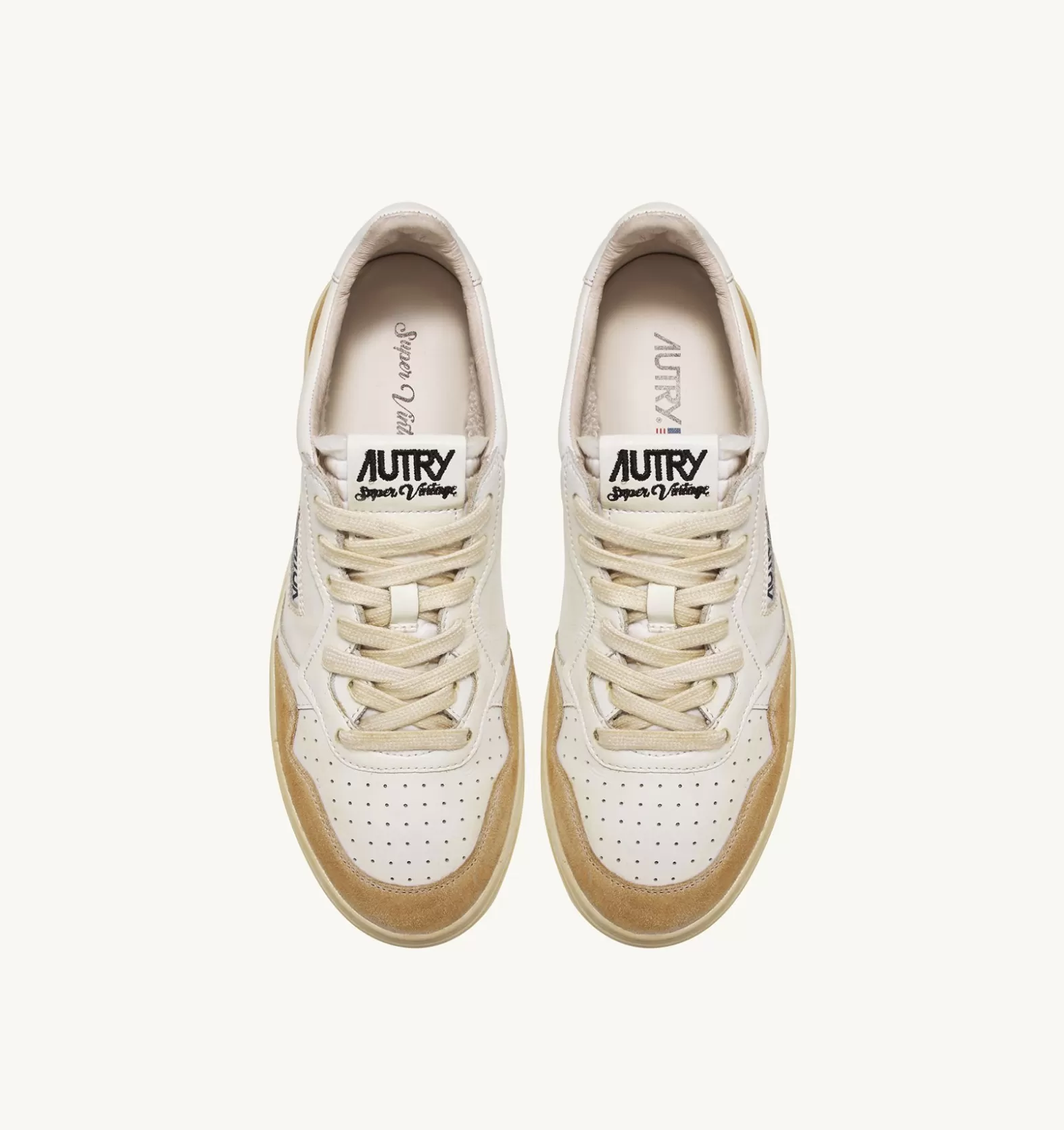 Super Vintage^AUTRY Super Vintage Low Sneakers In Yellowing Effect Leather Color White