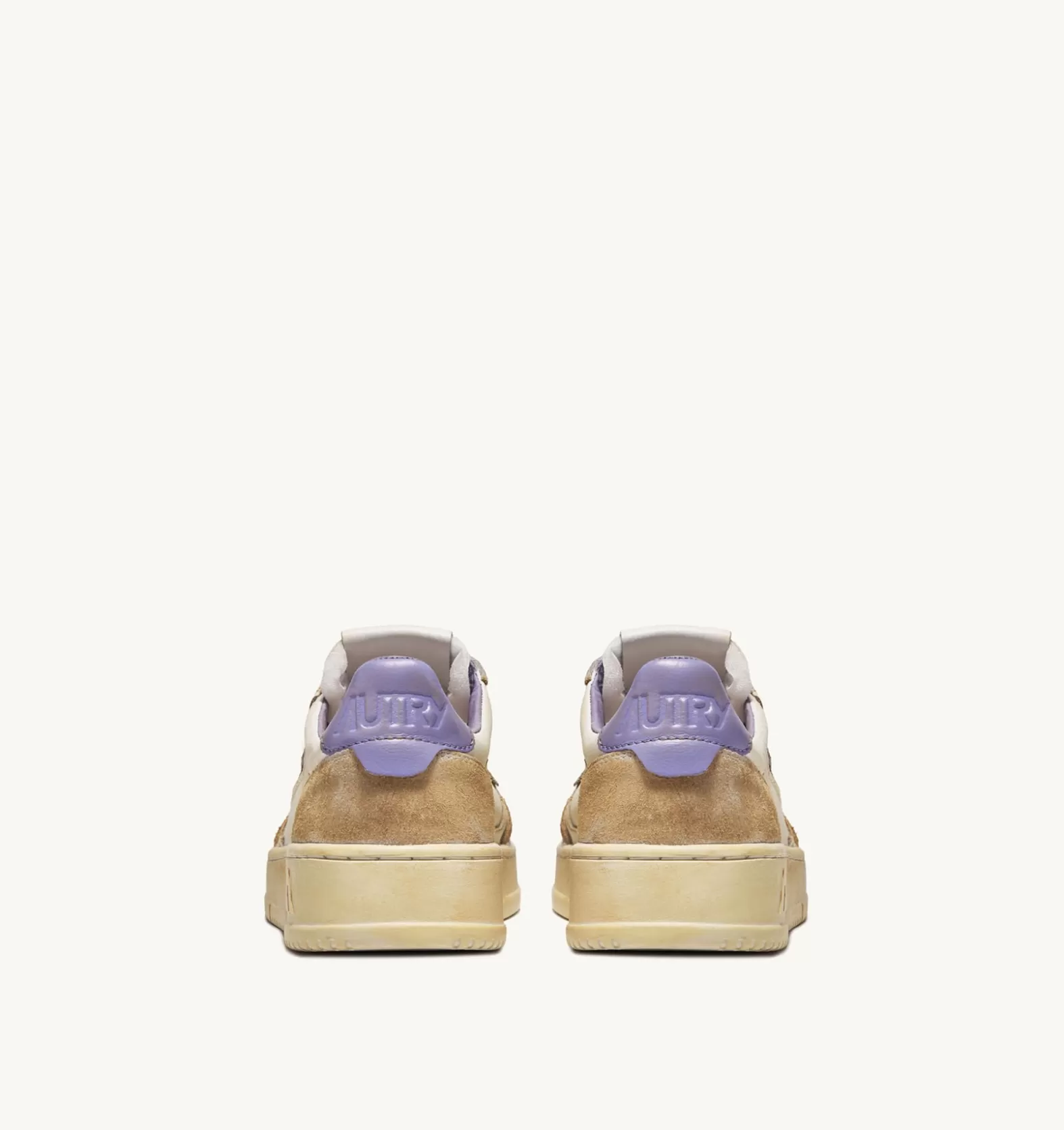 Super Vintage^AUTRY Super Vintage Low Sneakers In Yellowing Effect Leather Color White And Lavender