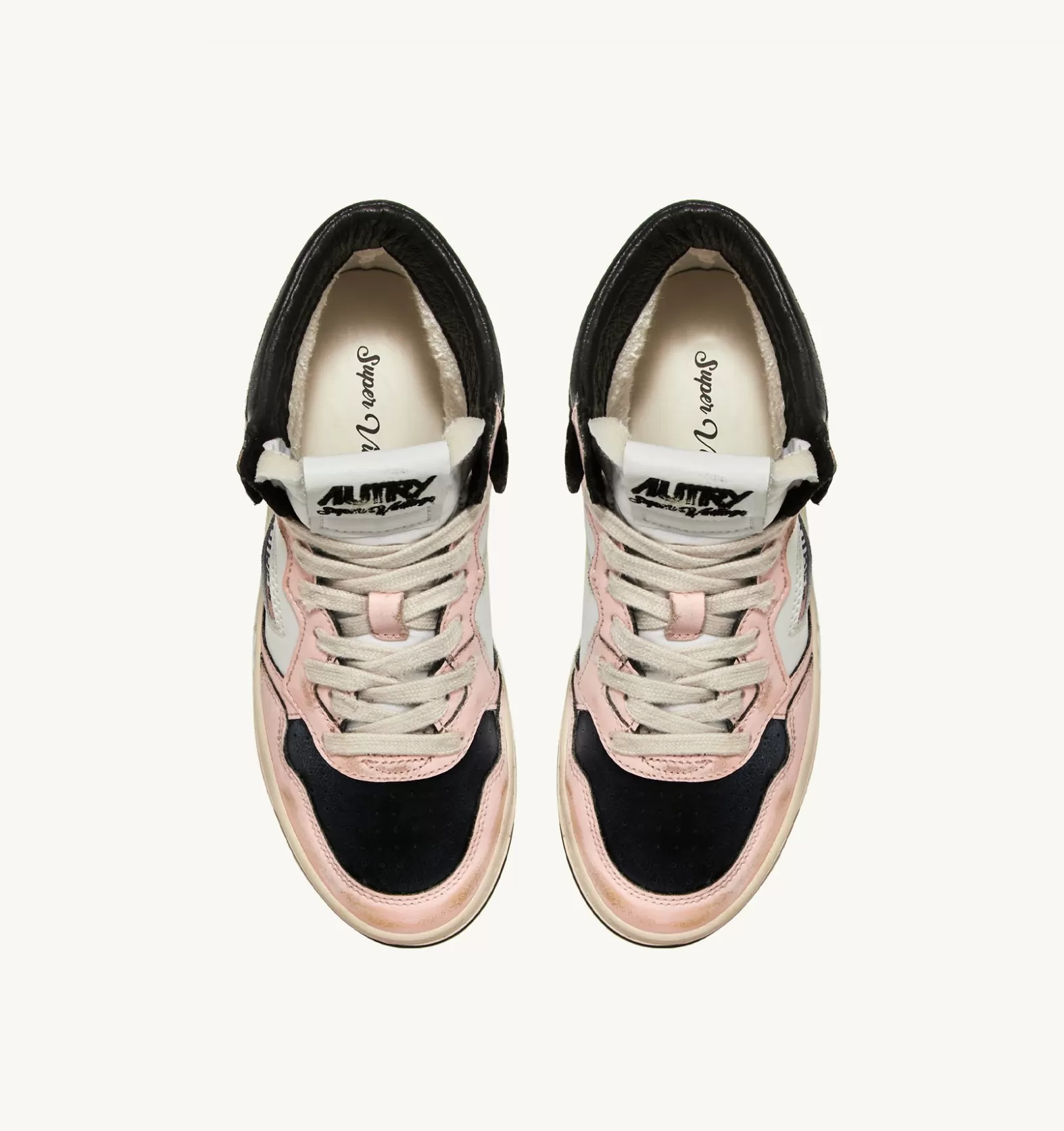 Super Vintage^AUTRY Super Vintage Mid Medalist Sneakers In White And Pink Leather