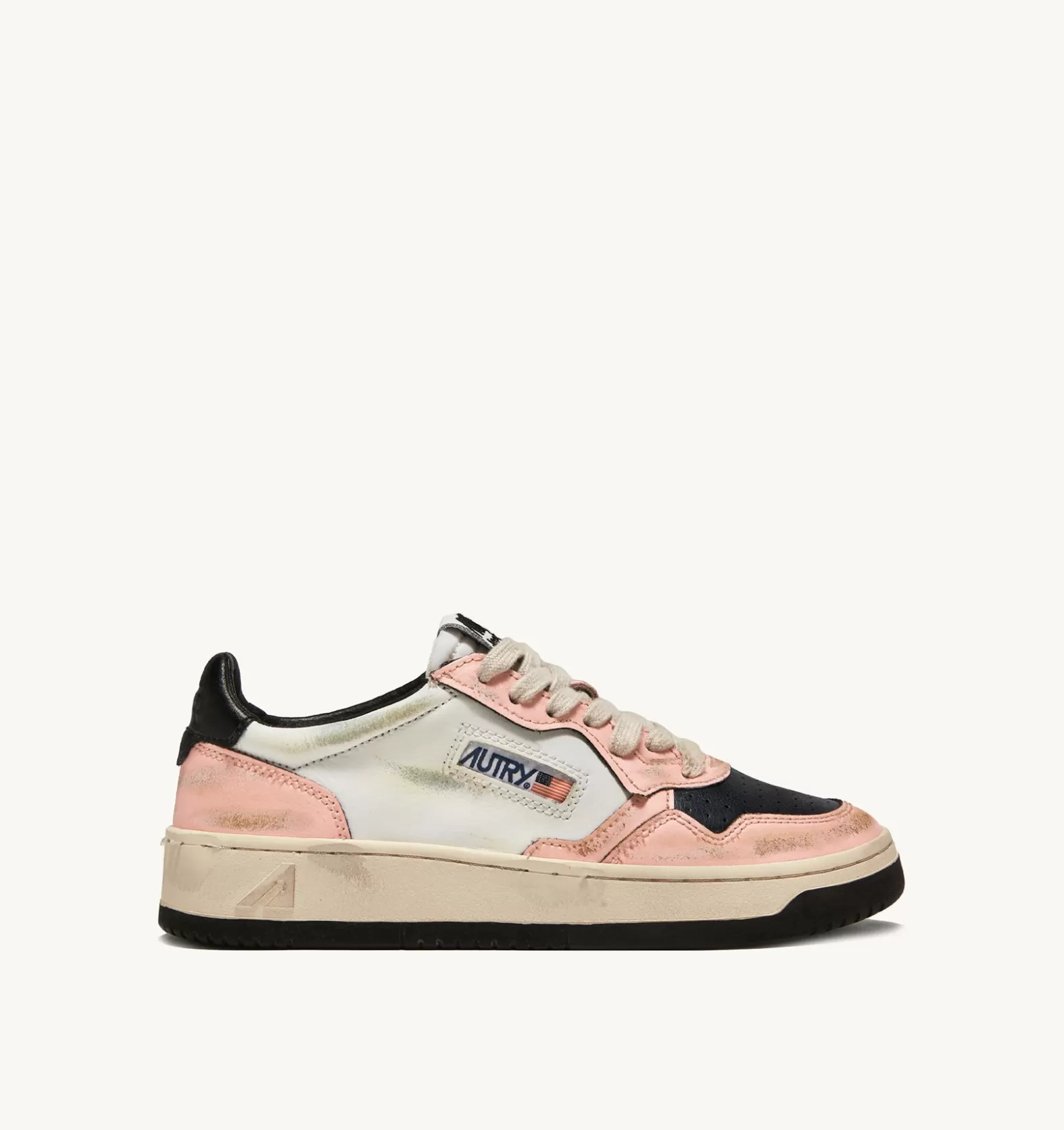 Medalist^AUTRY Super Vintage Mid Sneakers In Leather Color White And Pink
