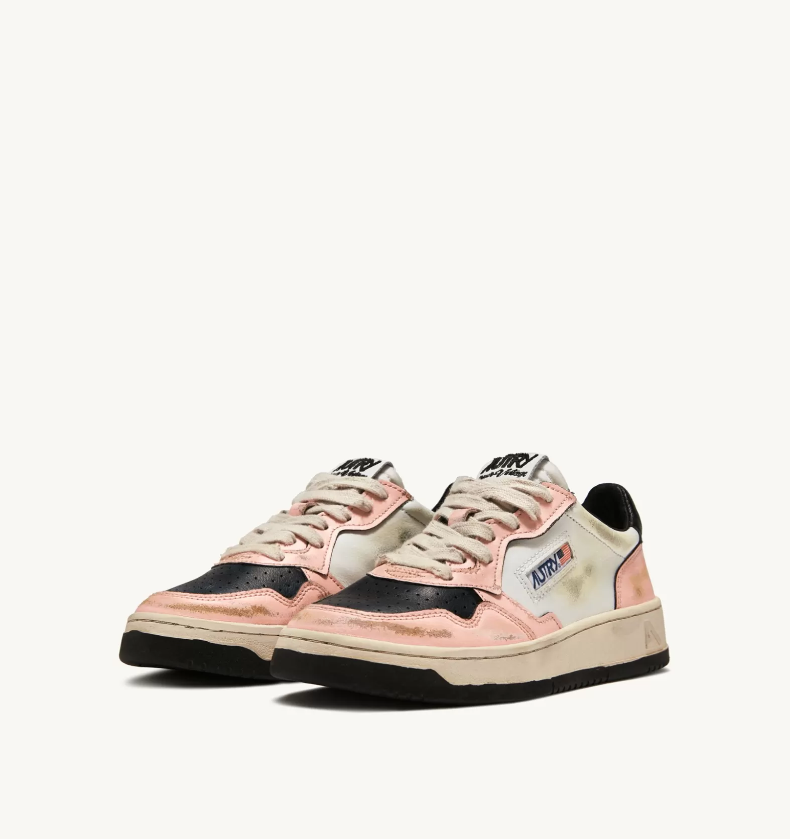 Medalist^AUTRY Super Vintage Mid Sneakers In Leather Color White And Pink