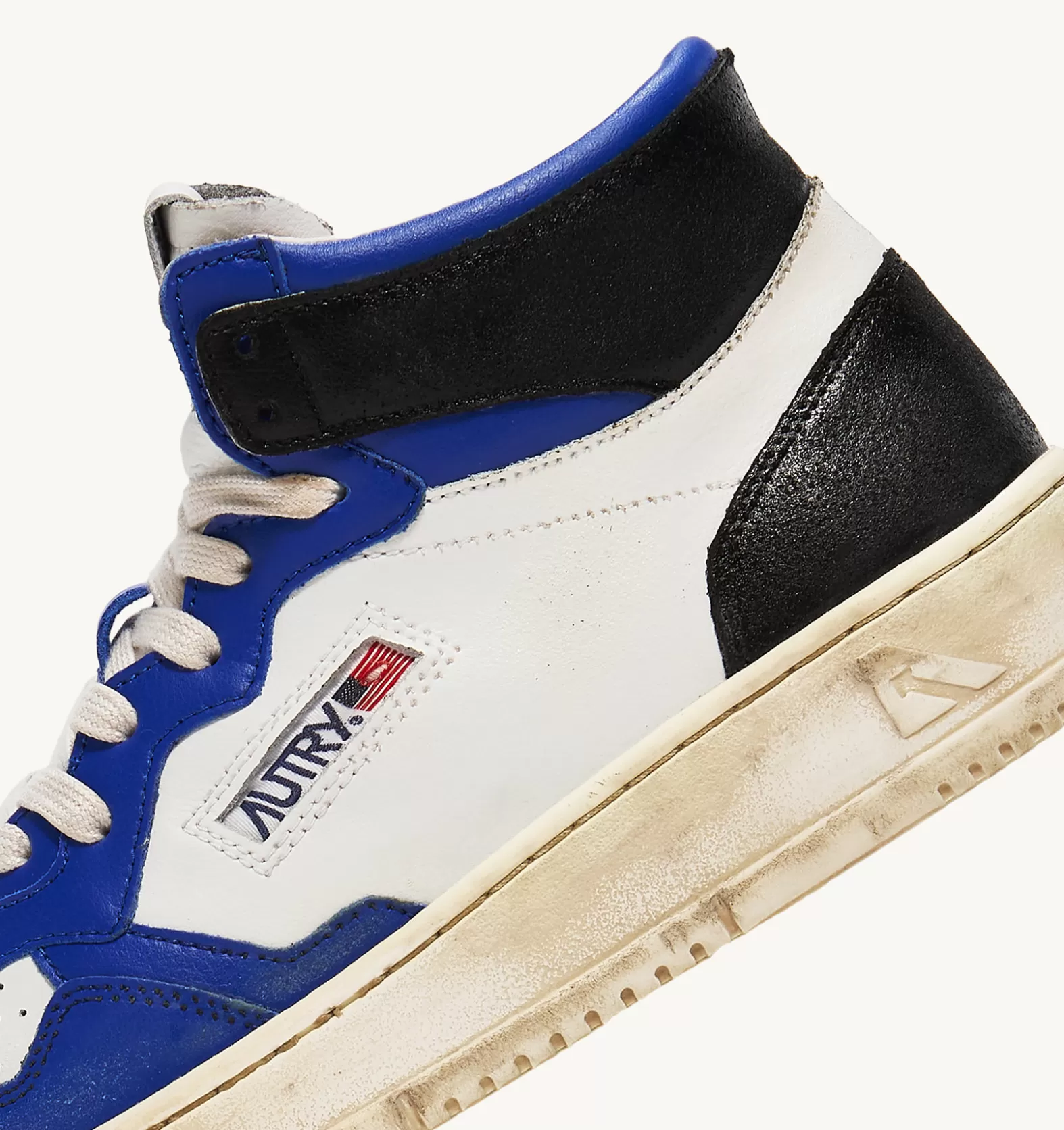 Super Vintage^AUTRY Super Vintage Mid Sneakers In Leather Color White Blue And Black