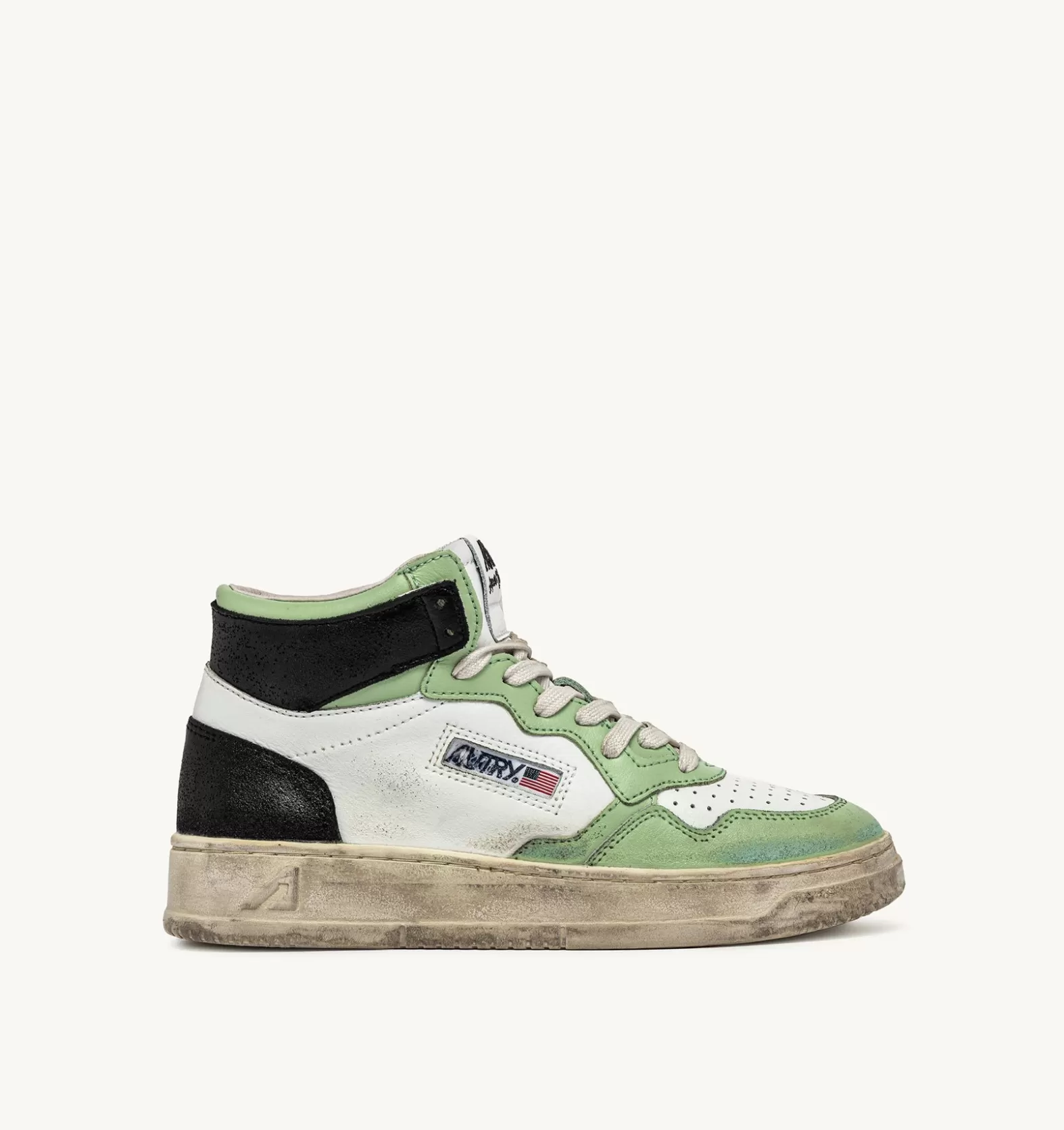 Super Vintage^AUTRY Super Vintage Mid Sneakers In Leather Color White Nile And Blue
