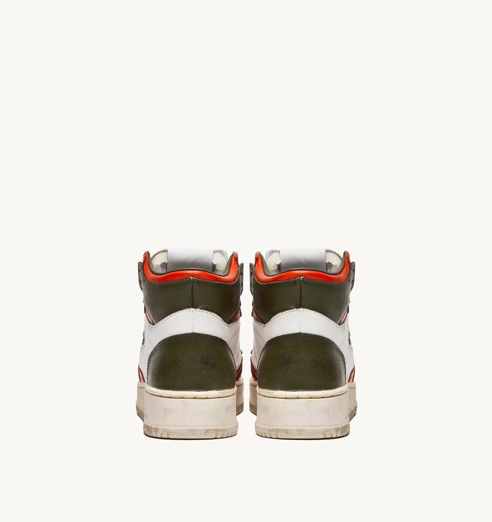 Super Vintage^AUTRY Super Vintage Mid Sneakers In Leather Color White Orange And Military Tone