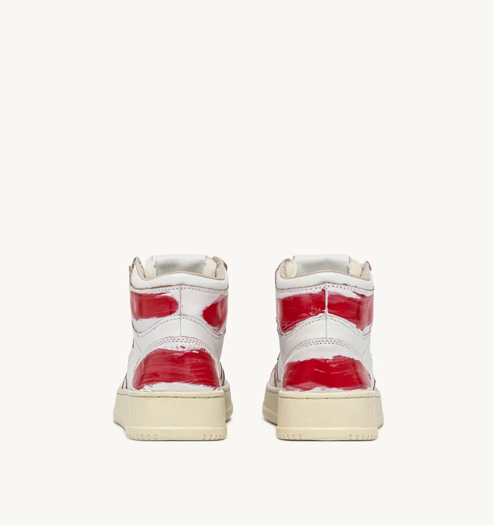 Super Vintage^AUTRY Super Vintage Mid Sneakers In Removable Effect Leather Color White And Red