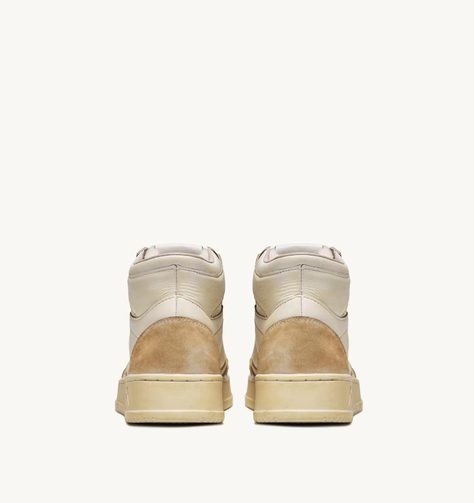 Super Vintage^AUTRY Super Vintage Mid Sneakers In Yellowing Effect Leather Color White