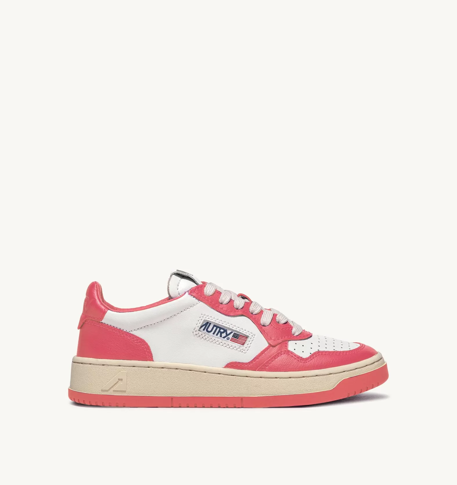 Medalist^AUTRY Two-Tone Medalist Low Sneakers In Leather Color White And Lobster
