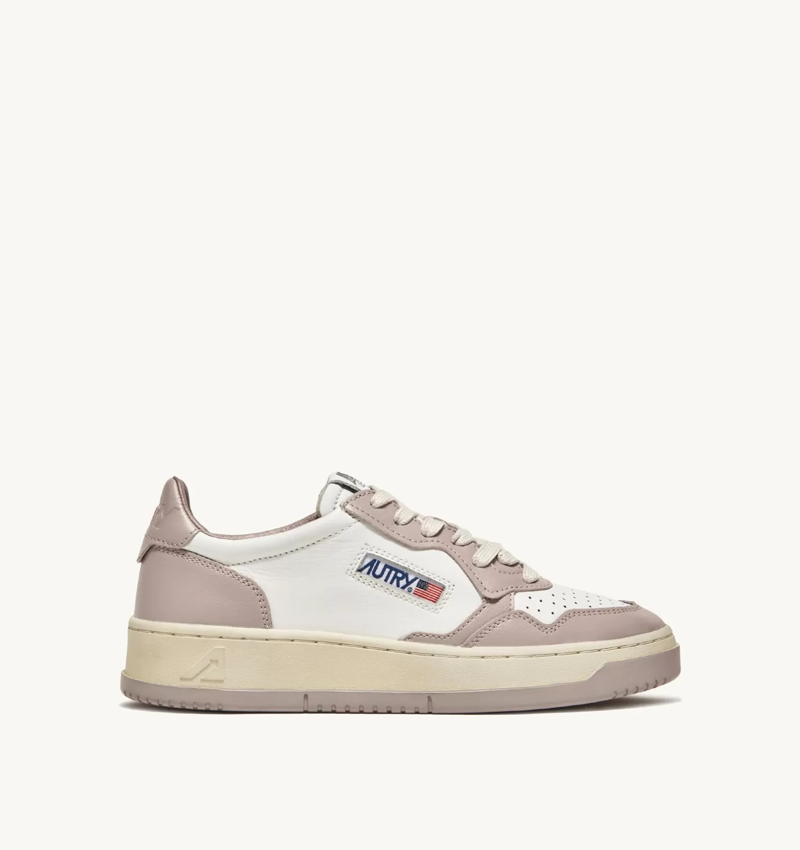 Medalist^AUTRY Two-Tone Medalist Low Sneakers In Leather Color White And Mushroom