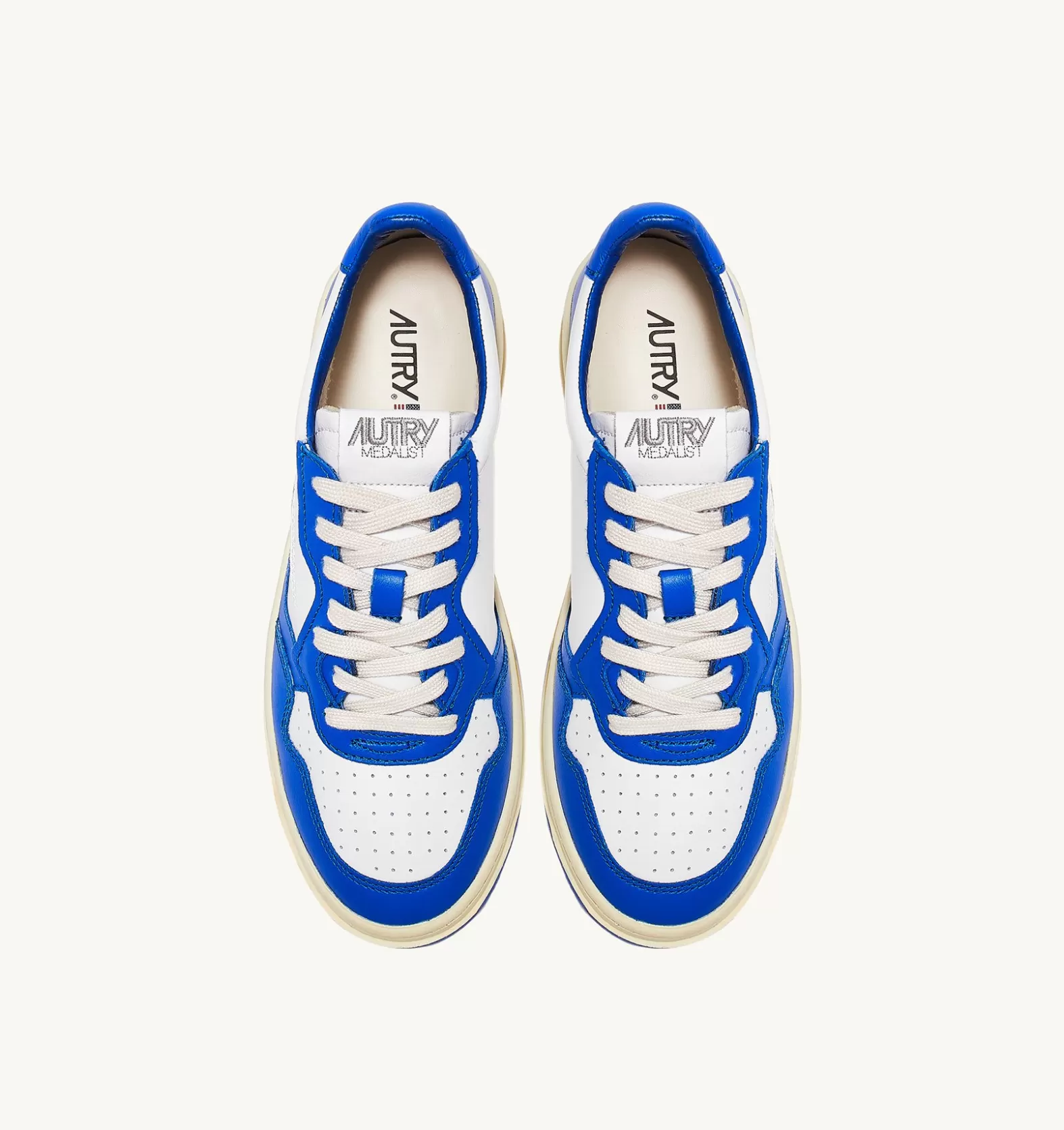 Medalist^AUTRY Two-Tone Medalist Low Sneakers In Leather Color White And Prince Blue