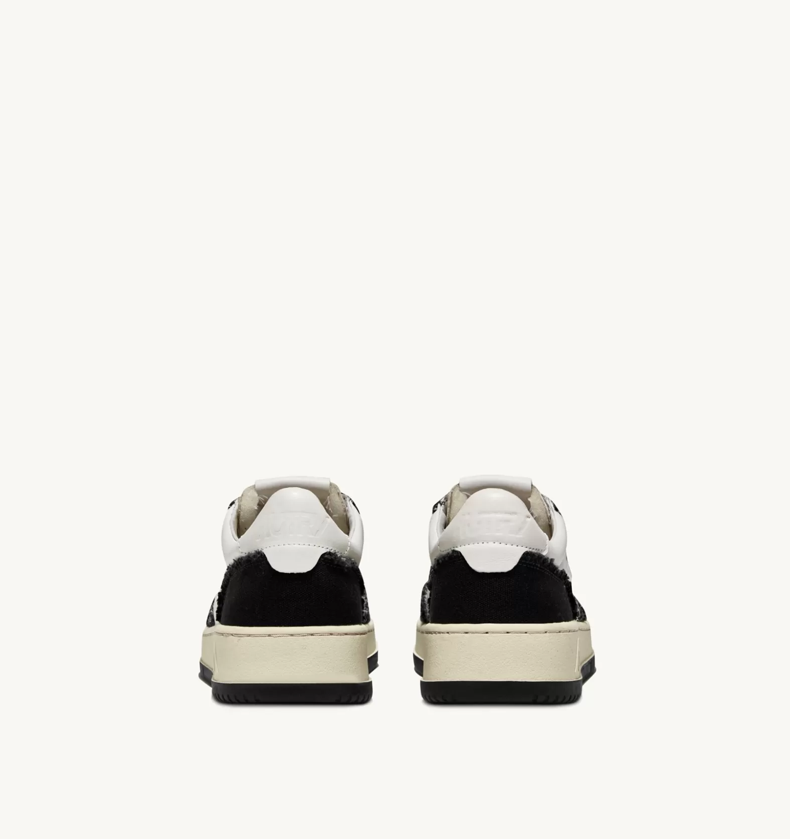 Medalist^AUTRY Two-Tone Medalist Low Sneakers In Soft Goatskin And Frayed Canvas Color White And Black