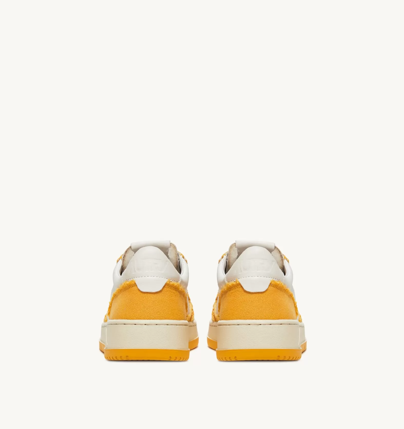 Medalist^AUTRY Two-Tone Medalist Low Sneakers In Soft Goatskin And Frayed Canvas Color White And Mango