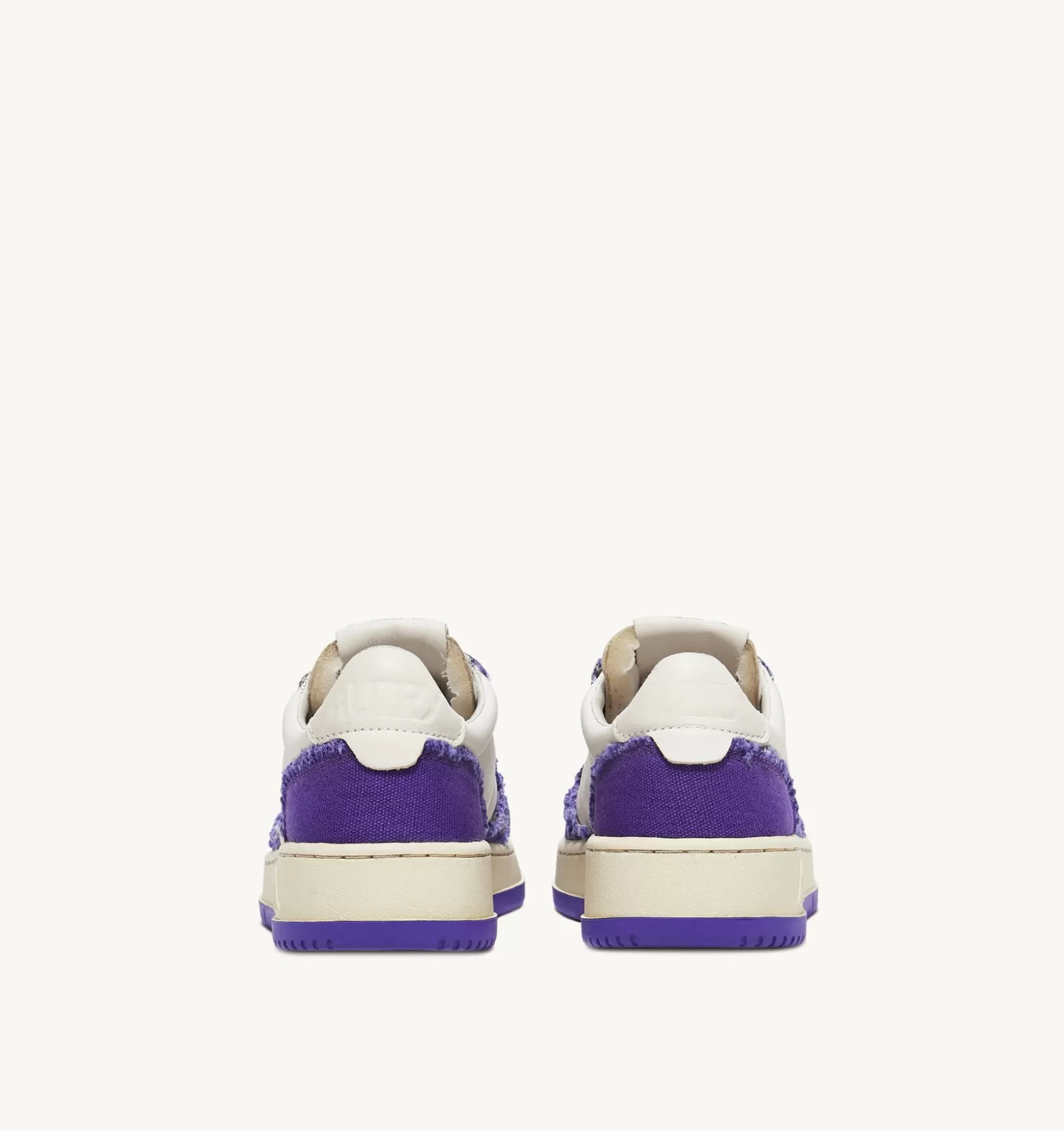 Medalist^AUTRY Two-Tone Medalist Low Sneakers In Soft Goatskin And Frayed Canvas Color White And Violet