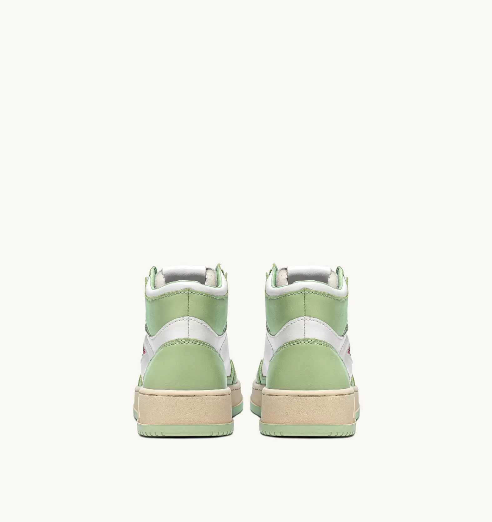Medalist^AUTRY Two-Tone Medalist Mid Sneakers In Leather Color White And Nile Green