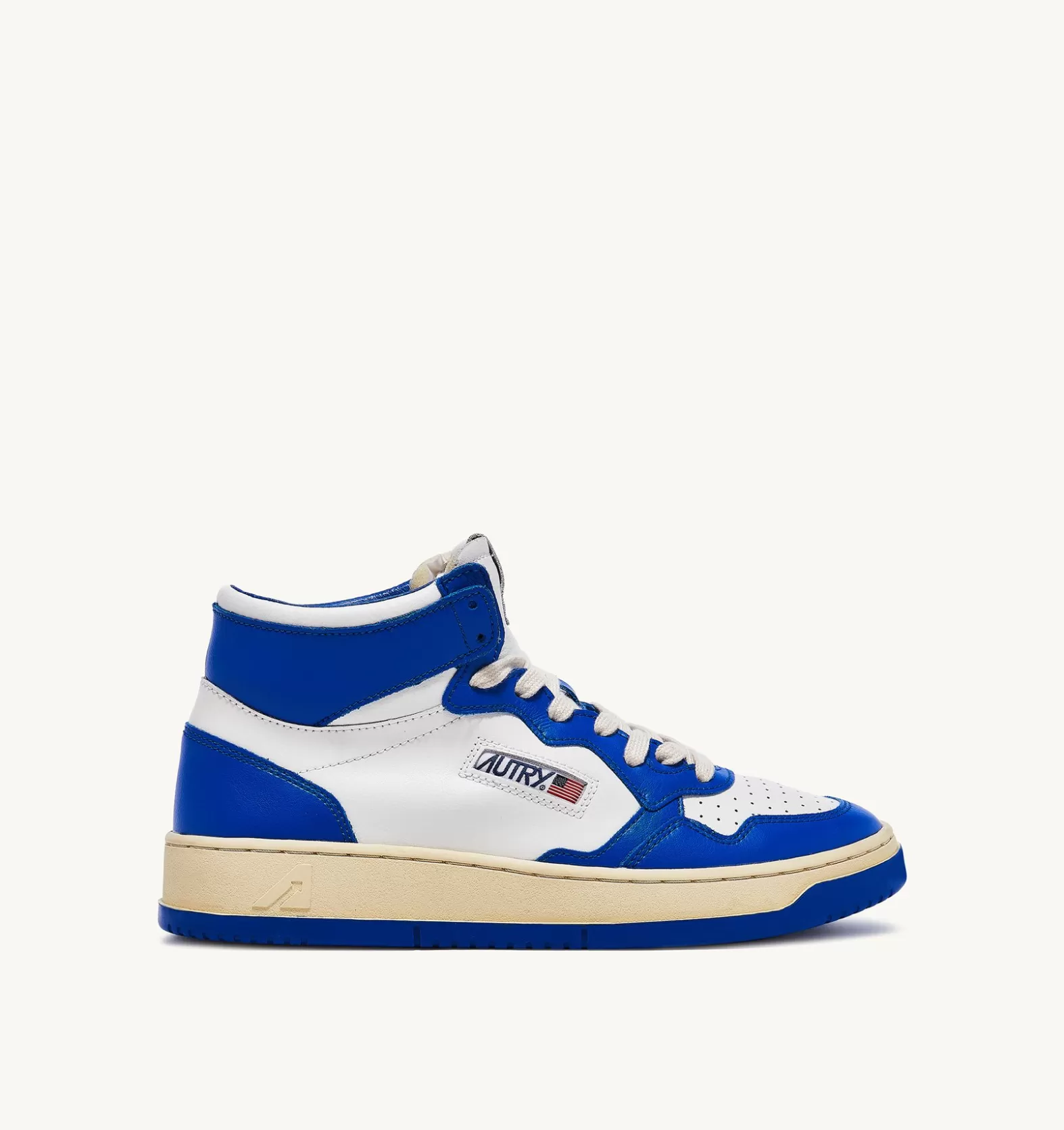 Medalist^AUTRY Two-Tone Medalist Mid Sneakers In Leather Color White And Prince Blue